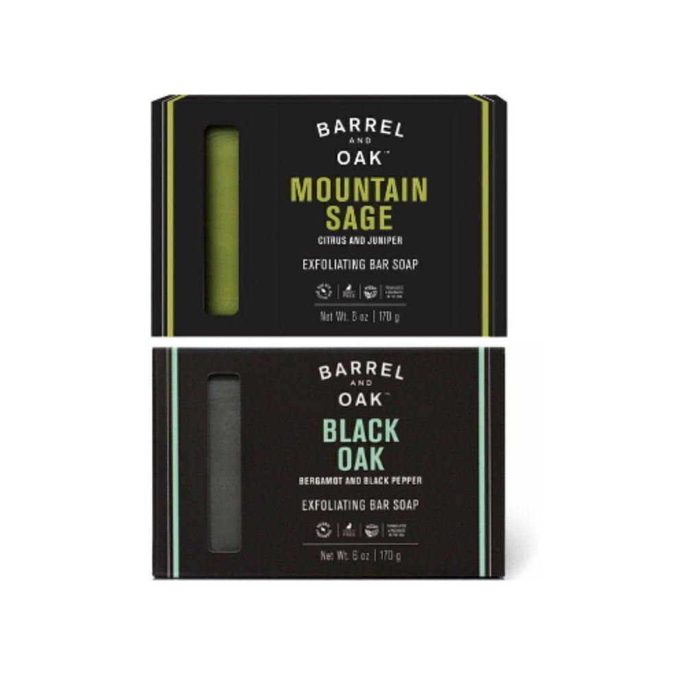 Barrel & Oak Mountain Sage & Black Oak Exfoliating Bar Soaps - Set Of 2